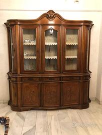 Mobile legno massello credenza vetrina barocco