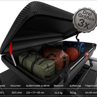 baule tetto auto 320L + barre portapacchi 140cm