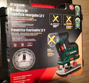 Fresatrice Vert.le Legno PARKSIDE 12V + Accessori