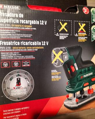 Fresatrice Vert.le Legno PARKSIDE 12V + Accessori