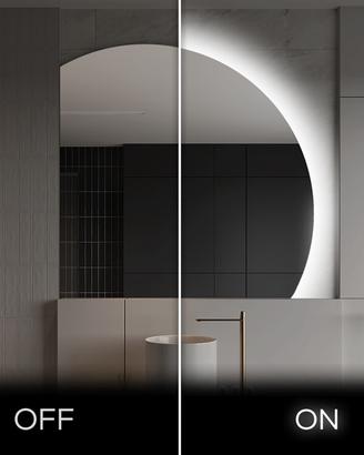 Specchio mezza luna led 3000k 75 x 75