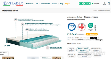 Materasso NUOVO sottovuoto molle + memory foam