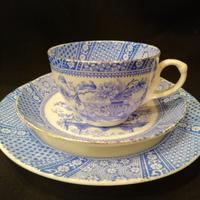 Trio tazza te inglese vittoriana bianco/blu 