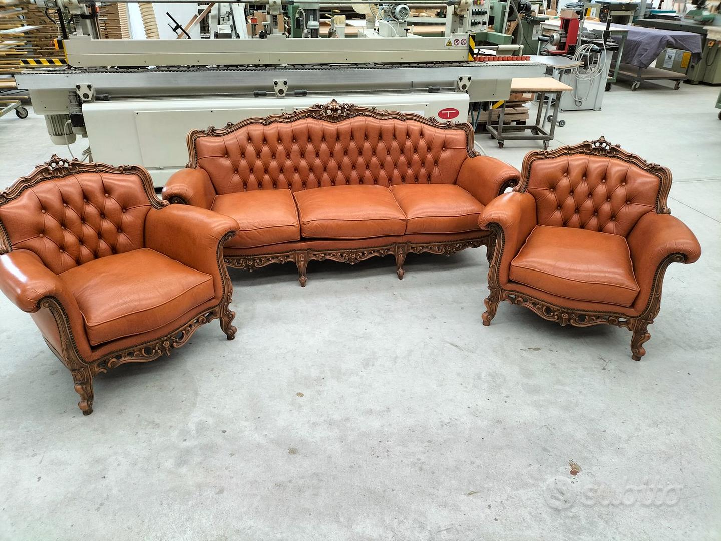 Stile Barocco Poltrone Pelle Vintage Usato Poltrona In Pelle E