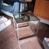 Tavolino da Caffè Moderno in Acciaio e Vetro – 50x