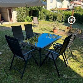 Set Alcor 150 da giardino  tavolo+6 sedie reclin.