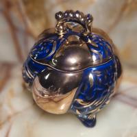 Portagioie scatola vintage italiano blu cobalto'50