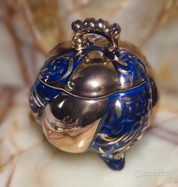 Portagioie scatola vintage italiano blu cobalto'50