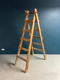 Antica scala doppia in legno 195 cm vintage