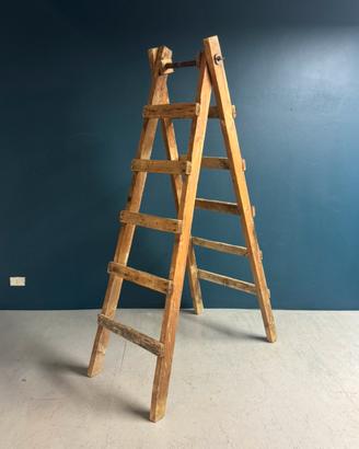Antica scala doppia in legno 195 cm vintage