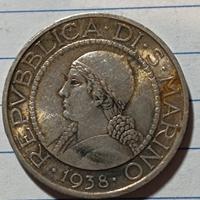 5 lire argento s marino antica 1938
