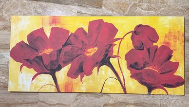 Quadro moderno su tela fiori papaveri 142x63