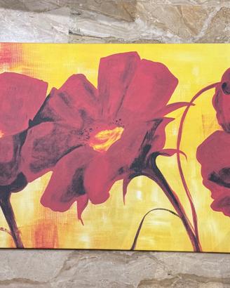 Quadro moderno su tela fiori papaveri 142x63