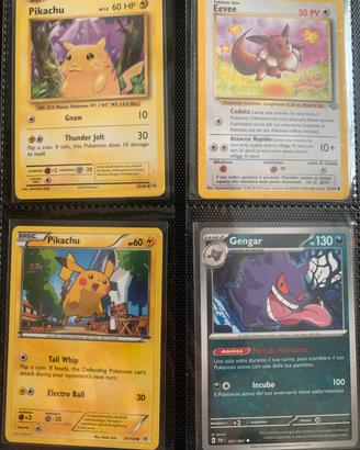 Lotto 4 Carte pokemon Pikachu Eevee Gengar