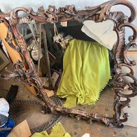 Specchio intarsiato legno antico