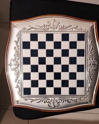 Scacchiera in argento e legno massello
