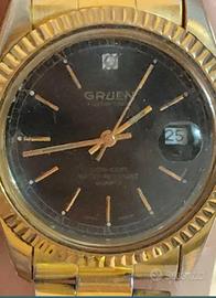 2 Orologi Gruen al quarzo,vintage,uomo e donna 