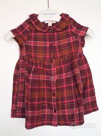 Abito tartan bordeaux e fucsia DPAM - 6 mesi 68 cm