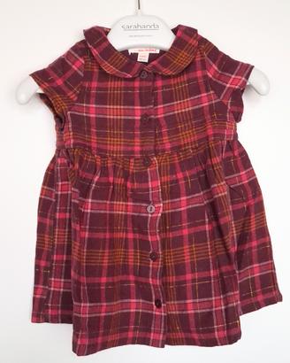 Abito tartan bordeaux e fucsia DPAM - 6 mesi 68 cm