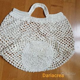 Borsa shopping bag a rete. fatta a mano 50x55cm