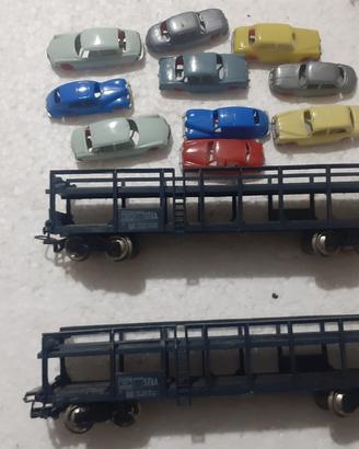 coppia bisarche più auto modellismo ferroviario h0