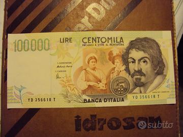 cartamoneta lire 100000 caravaggio 2 tipo