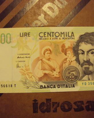 cartamoneta lire 100000 caravaggio 2 tipo