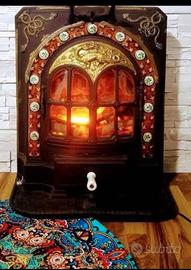 Stufa a legna, decorativa, in ghisa, antica