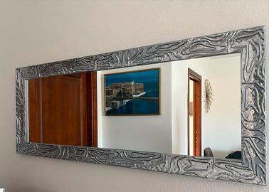 Specchio orizzontale moderno con cornice argento