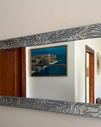 Specchio orizzontale moderno con cornice argento