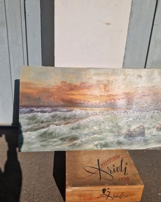 dipinto olio su tela  Tramonto sul mare 