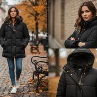 Piumino Donna Zara Eur XS Vestibilità L Nero