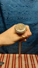 Antico Bastone Da Passeggio Pomello In Argento Cav