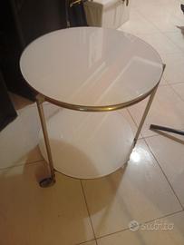 Tavolino/ Carello IKEA STRIND vetro bianco e acc