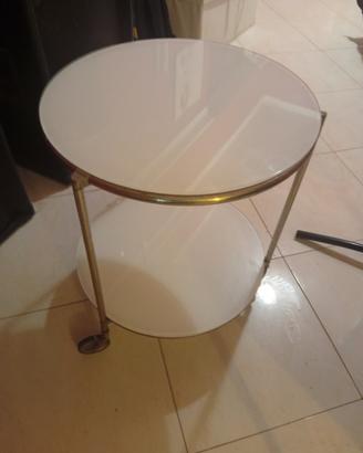 Tavolino/ Carello IKEA STRIND vetro bianco e acc