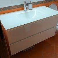 Mobile bagno sospeso bianco lucido e vetro