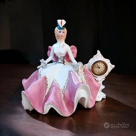 statuina in porcellana originale anni 50 +orologio