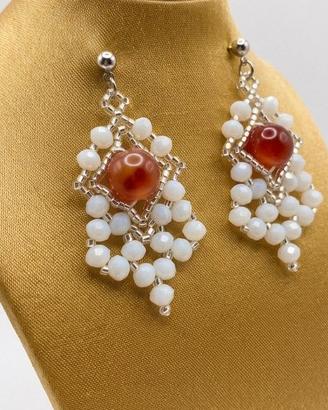 Orecchini Luxury Artigianali Gemme Agata rossa
