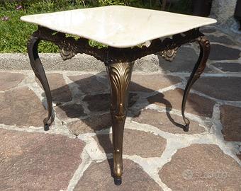 Tavolino da caffe' in bronzo, marmo stile Luigi XV