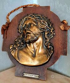 ANTICO BASSORILIEVO SCULTURA BRONZO CRISTO GESÙ 