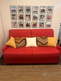 Divano letto sfoderabile- corone rosso cigliegia