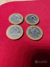 Lotto 4 Monete Rare 10 Franchi 