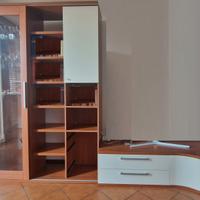 Mobile soggiorno color ciliegio e bianco panna