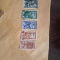 5 francobolli italiani 1950/54