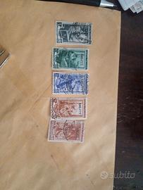 5 francobolli italiani 1950/54