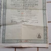 DEBITO PUBBLICO CARTELLA AL PORTATORE LIRE 100