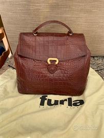 borsa vintage in pelle stampata furla
