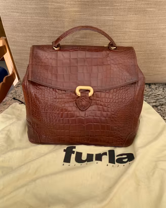 borsa vintage in pelle stampata furla