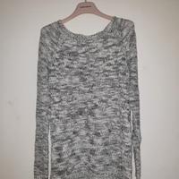 Maglione finta lana intrecciata bianco e nero