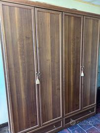 Armadio in legno 4 ante con cassetti 185x58